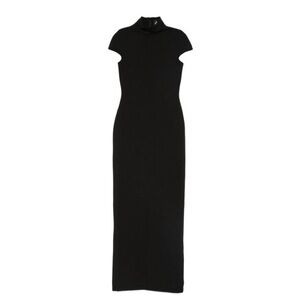Elegant Black Cap-Sleeve Maxi Dress
